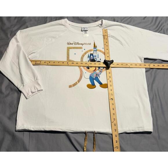 Disney World 50 White Sweatshirt Mickey Mouse 1XL Drawstring Hem Soft Cozy(A32) - Picture 2 of 6